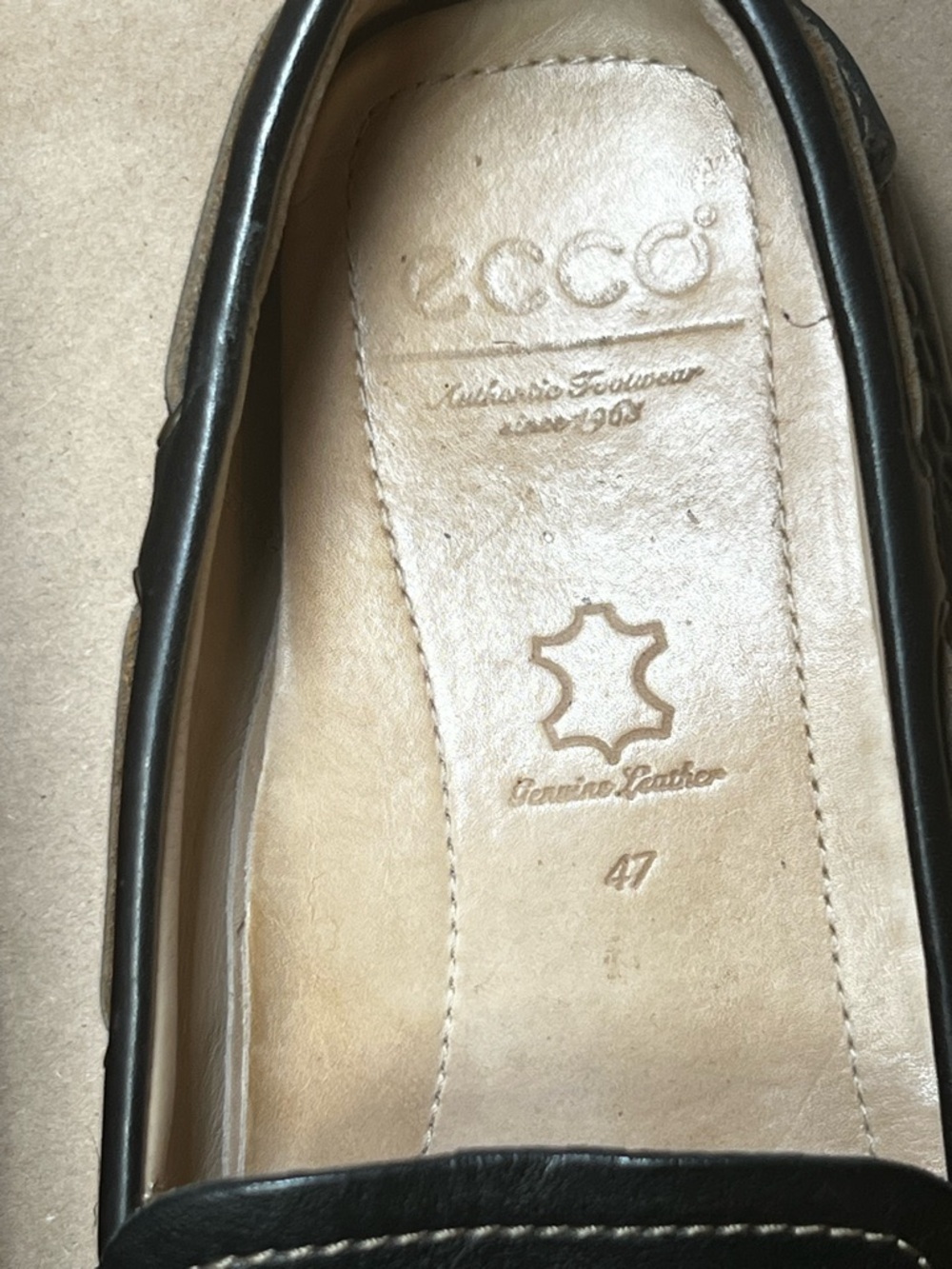 ECCO Men’s Black Leather Driving Loafers Moccasins Slip On Shoes EU 47 US 13 - Picture 6 of 16